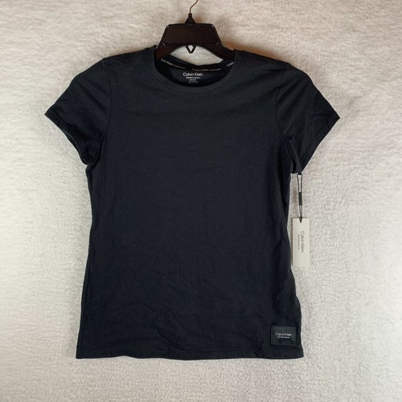 Calvin Klein Performance T-Shirt Women's Small Black Cotton Short Sleeve 7587 - Picture 1 of 8